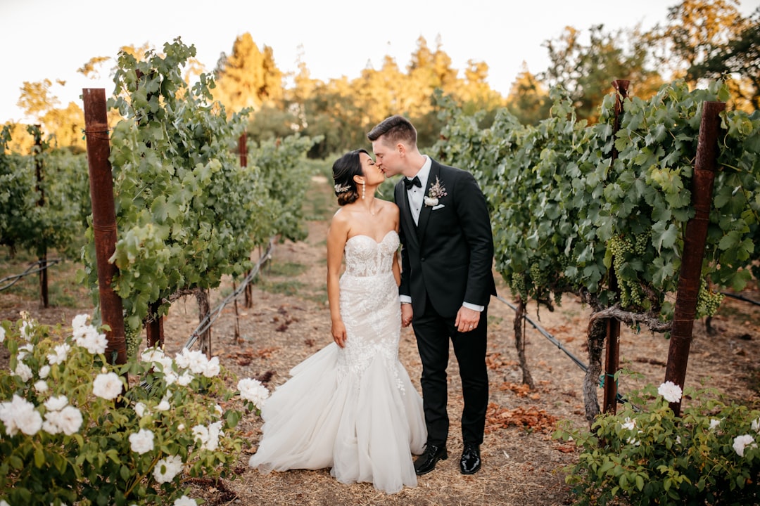 Luxury wedding limousine at Napa vineyard